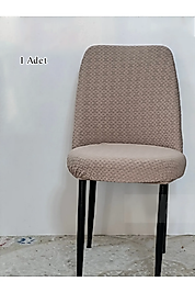 Zincir Desen Kumaş Oval Sandalye Kılıfı Likralı Yuvarlak Sandalye Örtüsü Retro Oval 1 Adet vizon