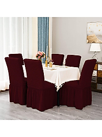 brürümcük ETEKLİ sandalye kılıfı, lastikli,esnekli sandalye örtüsü 6li Bordo