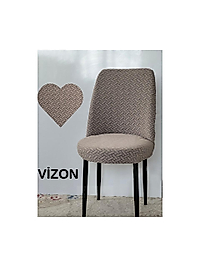 Tuğla Desen Oval Sandalye Kılıfı Likralı Esnek Yıkanabilir Lastikli Sandalye Örtüsü (6 Adet ) vizon