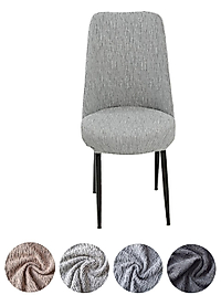 Upmal jakarli kumaş oval sandalye kılıfı,sandalye örtüsü çubuk desen 6 adet Gri