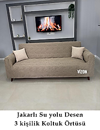 su yolu desen Koltuk örtüsü, koltuk kılıfı, lastikli 3 kişilik (1 Adet) vizon