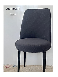 Tuğla Desen Oval Sandalye Kılıfı Likralı Esnek Yıkanabilir Lastikli Sandalye Örtüsü (1 Adet ) Antrasit