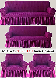 Bürümcük Koltuk örtüsü, Kanepe, Çekyat Örtüsü, Koltuk Kılıfı 3 2 1 1 Takım Mor