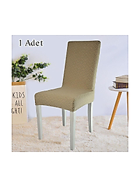 Tuğla desen sandalye kılıfı likrali esnek yikanabilir sandalye örtüsü ( 1 adet ) Bej