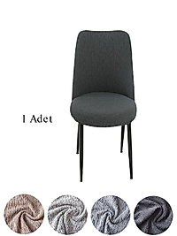 Upmal jakarli kumaş oval sandalye kılıfı,sandalye örtüsü çubuk desen 1 adet Antrasit