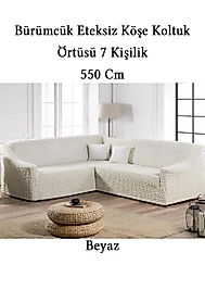 Bürümcük 7 Kişilik L köşe koltuk örtüsü, Etesiz Esnek koltuk kılıfı, osmanlı desen (550cm)