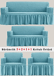 Bürümcük Koltuk örtüsü, Kanepe, Çekyat Örtüsü, Koltuk Kılıfı 3 2 1 1 Takım Turkuaz