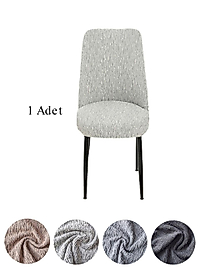 Upmal jakarli kumaş oval sandalye kılıfı,sandalye örtüsü çubuk desen 1 adet Taş Gri