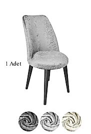kadife kumaş oval sandalye kılıfı,sandalye örtüsü 1 adet Gri