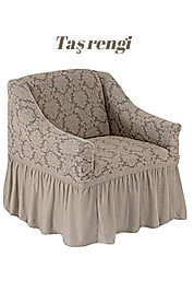 şal desen Jakarli tek kişilik koltuk örtüsü ,berjer kılıfı etekli (1 adet)