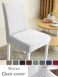 Likrali Kumaş Tuğla Desenli Sandalye Örtüsü, Lastikli, Esnekli, kaliteli Sandalye Kılıfı 1 Adet Limon Krem