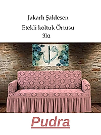 Şal desen Jakarlı Koltuk, Kanepe, çekyat Örtüsü, Likralı, Etekli, koltuk kılıfı 3lü Tek adet