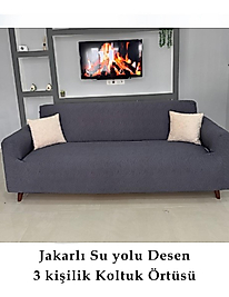 su yolu desen Koltuk örtüsü, koltuk kılıfı, lastikli 3 kişilik (1 Adet) Antrasit
