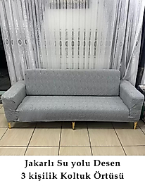 su yolu desen Koltuk örtüsü, koltuk kılıfı, lastikli 3 kişilik (1 Adet) Gri