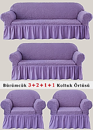 Bürümcük Koltuk örtüsü, Kanepe, Çekyat Örtüsü, Koltuk Kılıfı 3 2 1 1 Takım Lila