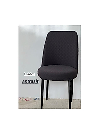 Jakarlı kumaş ilmek Desen oval sandalye kılıfı. Lastikli, yıkanabilir, esnek sandalye örtüsü (1 adet) Antrasit