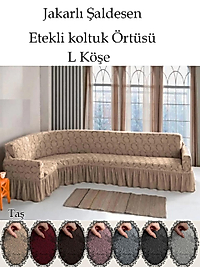 jakarli Şal desen L köşe koltuk örtüsü, Esnek koltuk kılıfı, osmanlı desen (350cm) Taş