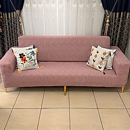 Su yolu Desenli Jakarlı Koltuk Örtüsü Lastikli Koltuk Kanepe Çekyat  3+3+1+1 Takımı