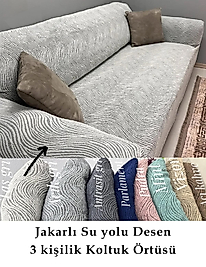 su yolu desen Koltuk örtüsü, koltuk kılıfı, lastikli 3 kişilik (1 Adet) Taş Gri