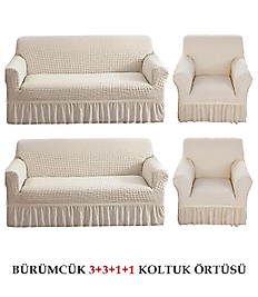 Bürümcük Koltuk ,kanepe , Çekyat Örtüsü, Lastikli Koltuk Kılıfı 3311TAKIM Natural