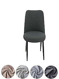 Upmal jakarli kumaş oval sandalye kılıfı,sandalye örtüsü çubuk desen 6 adet Antrasit