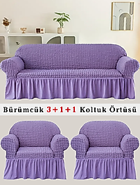 Bürümcük Koltuk örtüsü, Kanepe, Çekyat Örtüsü, Koltuk Kılıfı 3 +1+ 1 Takım Lila