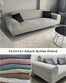 Jakarlı çubuk, düz desen Koltuk Örtüsü 3 3 1 1 Takımı Lastikli Esnek Yıkanabilir Çekyat Kanepe Kılıfı