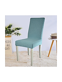 Tuğla desen sandalye kılıfı likrali esnek yikanabilir sandalye örtüsü ( 6 adet ) Turkuaz