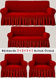 Bürümcük Koltuk örtüsü, Kanepe, Çekyat Örtüsü, Koltuk Kılıfı 3 2 1 1 Takım kırmızı