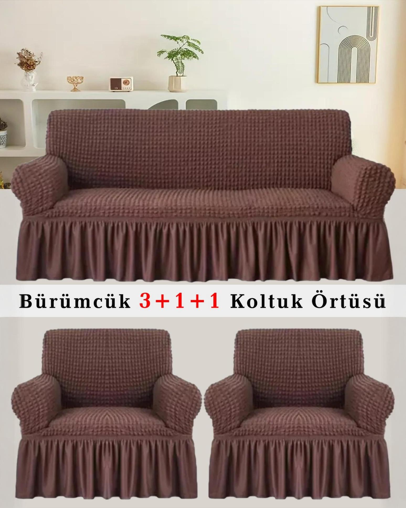 Bürümcük Koltuk örtüsü, Kanepe, Çekyat Örtüsü, Koltuk Kılıfı 3 +1+ 1 Takım