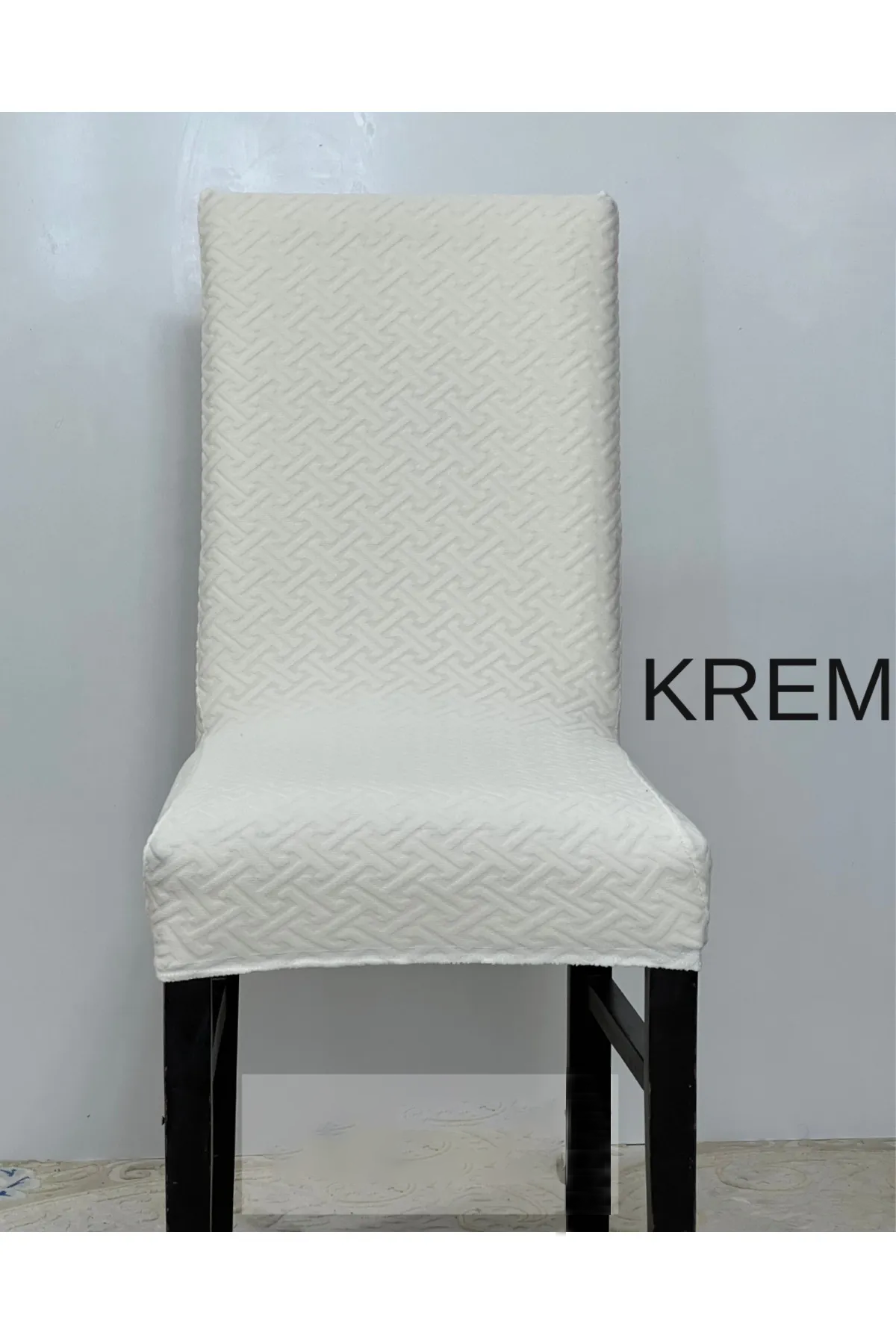 yüksek kalıteli  İlmek Desen sandalye kılıfı esnekli lastikli yıkanabilir sandalye örtüsü (6 ADET )