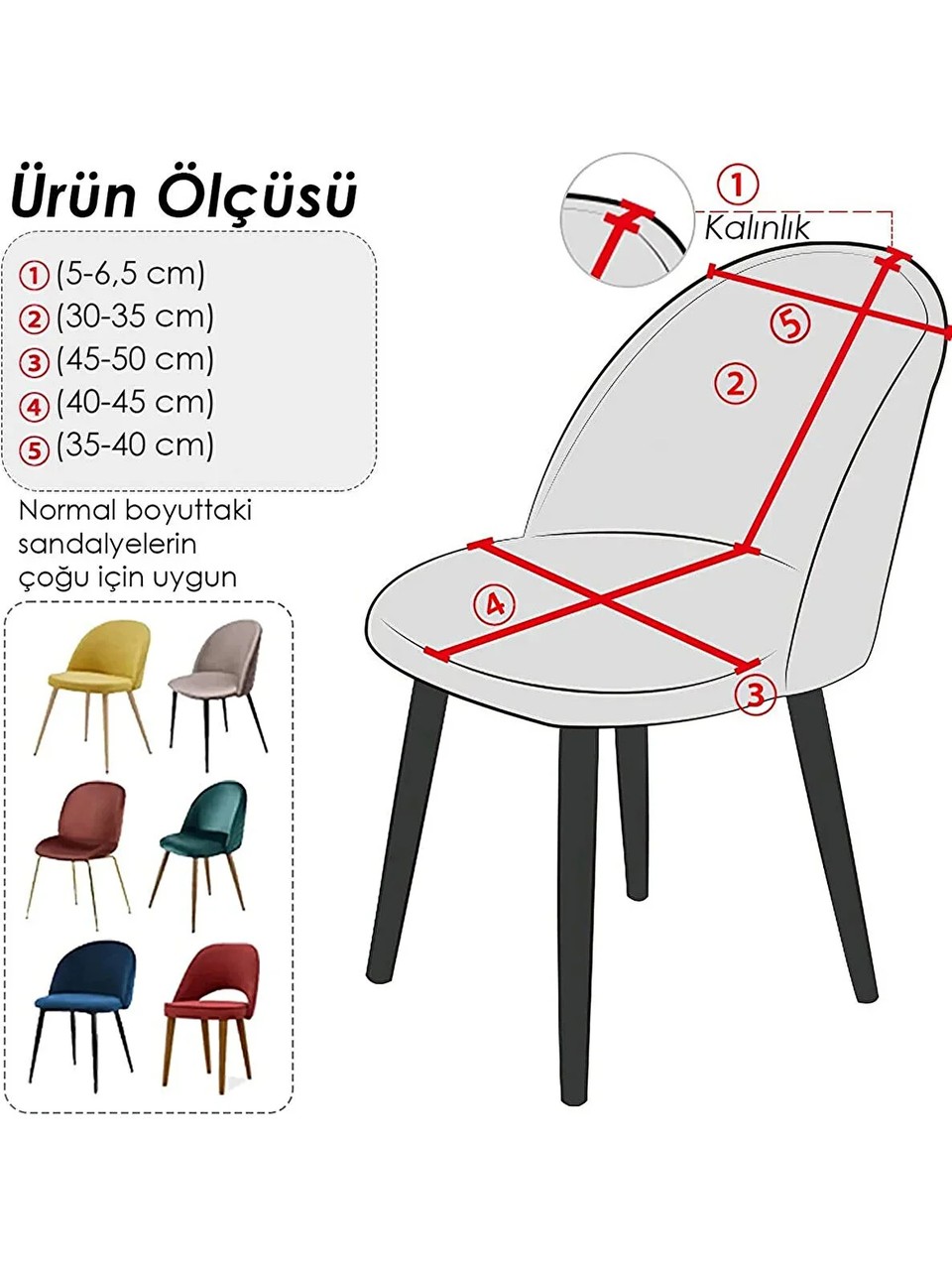 Tuğla Desen Oval Sandalye Kılıfı Likralı Esnek Yıkanabilir Lastikli Sandalye Örtüsü (1 Adet ) Antrasit