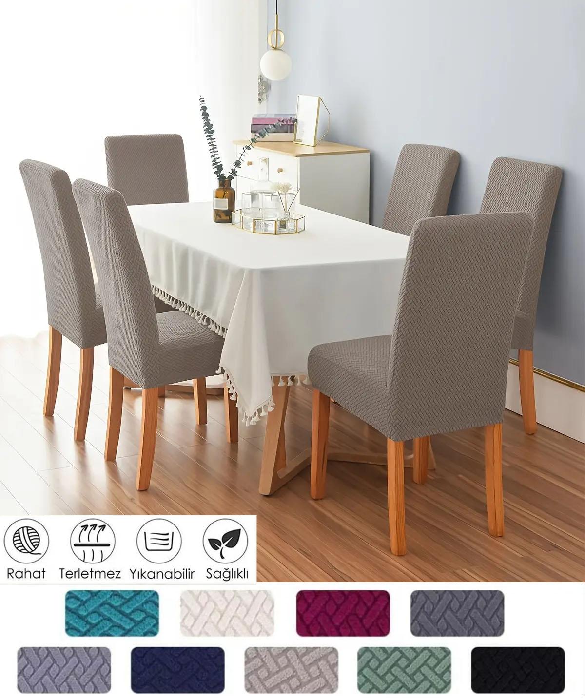 Tuğla desen sandalye kılıfı likrali esnek yikanabilir sandalye örtüsü ( 1 adet )